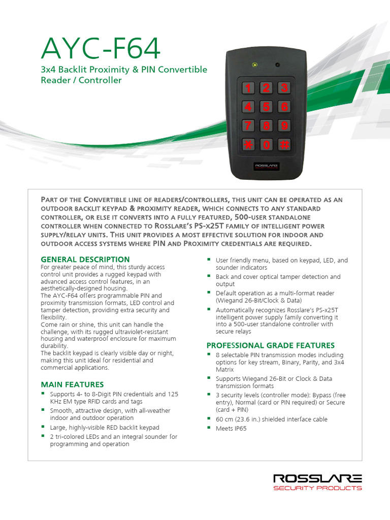 AYC F64 Datasheet v01 140814 English A4 | PDF | Power Supply | Access ...