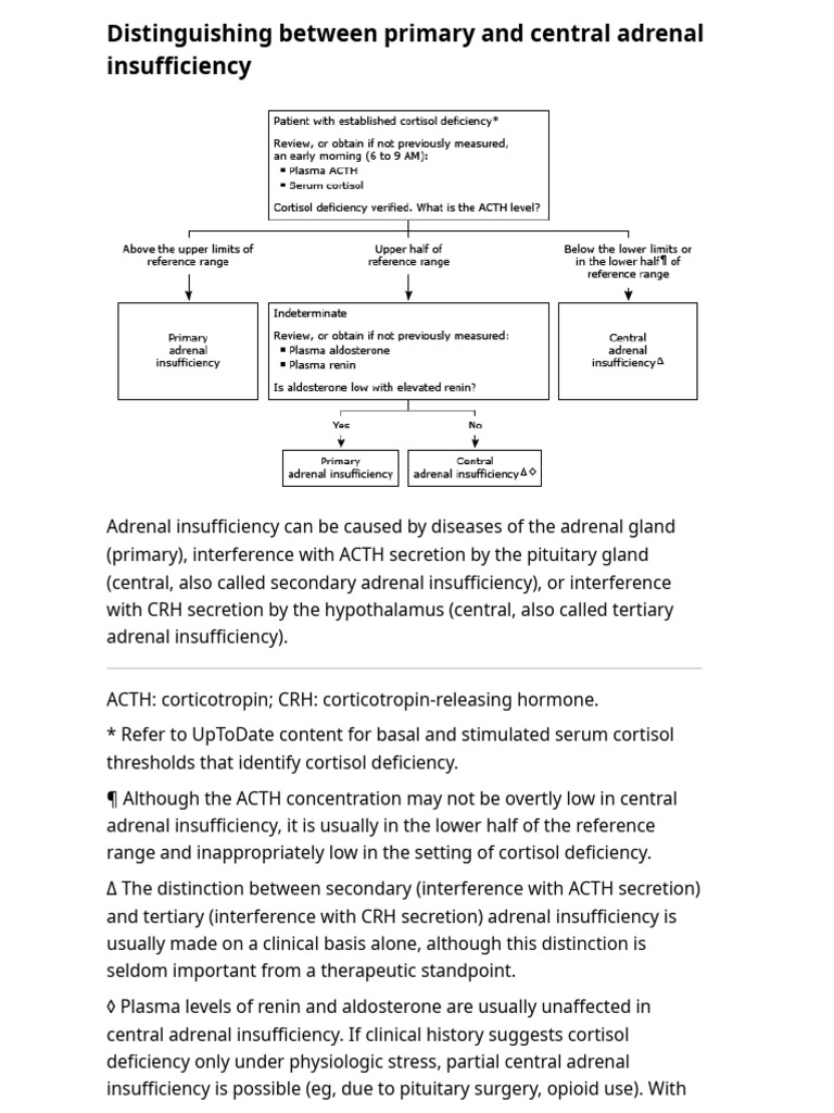 Primary vs. Central Adrenal Insufficiency | PDF