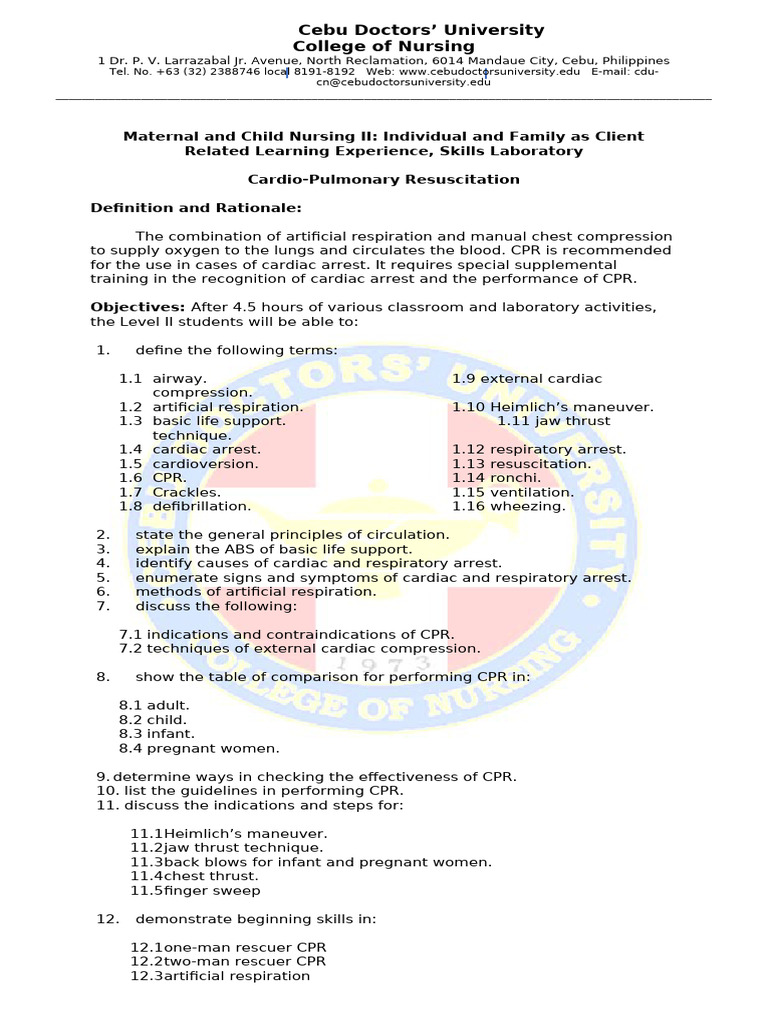 CPR Training Guide for Nursing Students | PDF | Cardiopulmonary ...