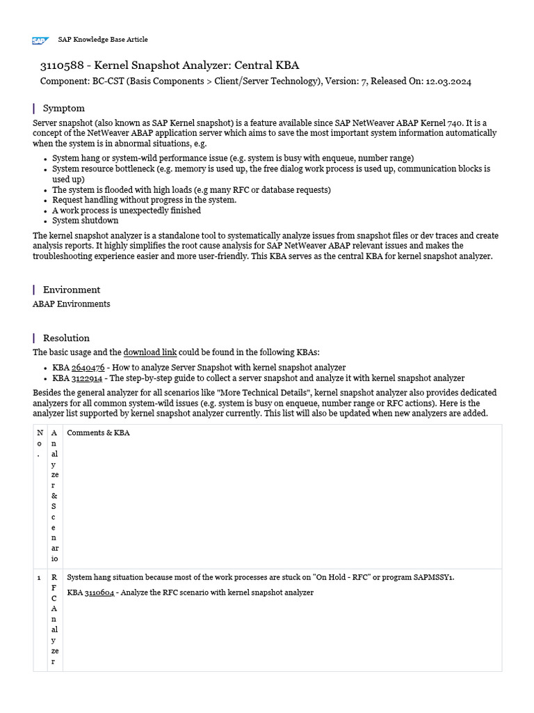 Kernel Snapshot Analyzer Overview | PDF | Kernel (Operating System ...