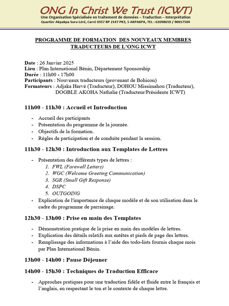 Formation des Traducteurs ICWT | PDF