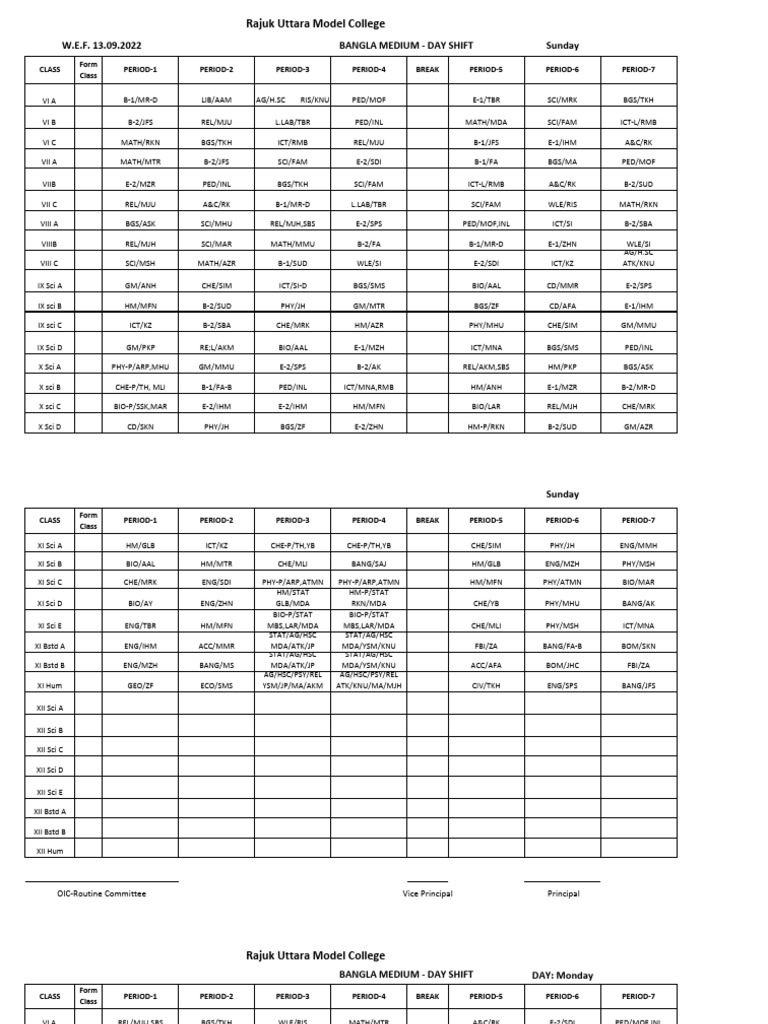 Routine Day View 13.09.2022 7 Period | PDF