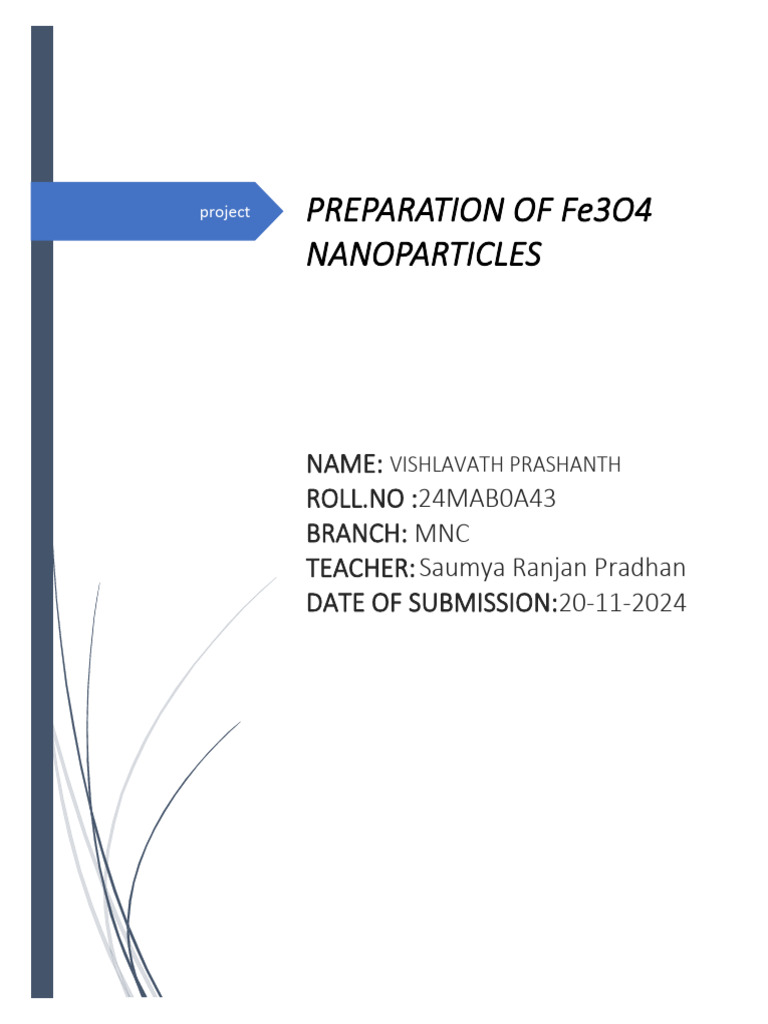 Synthesis of Fe3O4 Nanoparticles via Co-precipitation | PDF ...