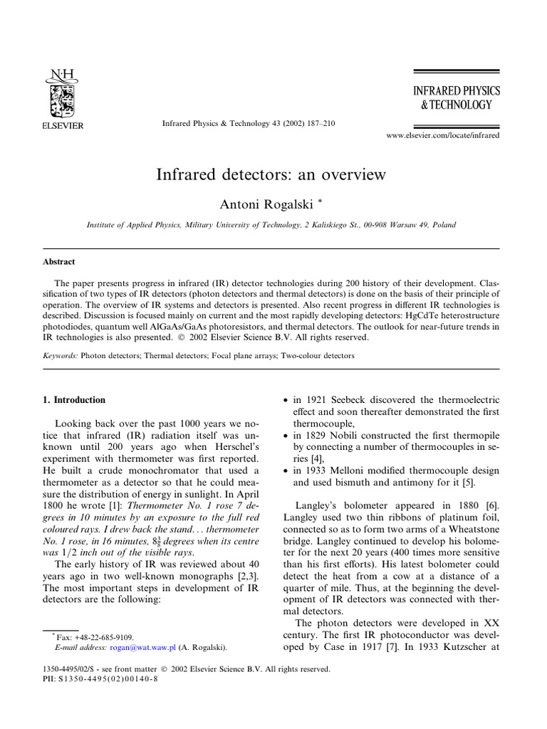 Infrared Detectors: Technology Overview | PDF | Infrared | Thermography