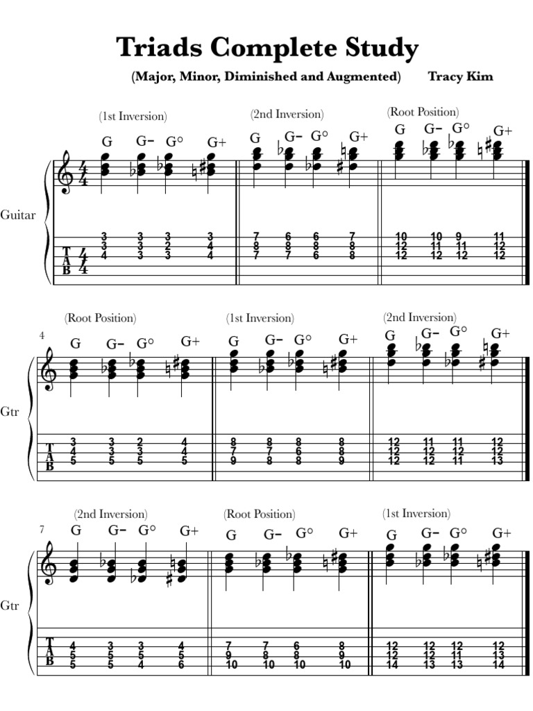 Triads Study: Major, Minor, Diminished | PDF | Melody | Musical Notation