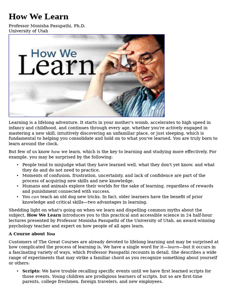 Understanding How We Learn | PDF | Learning | Second Language