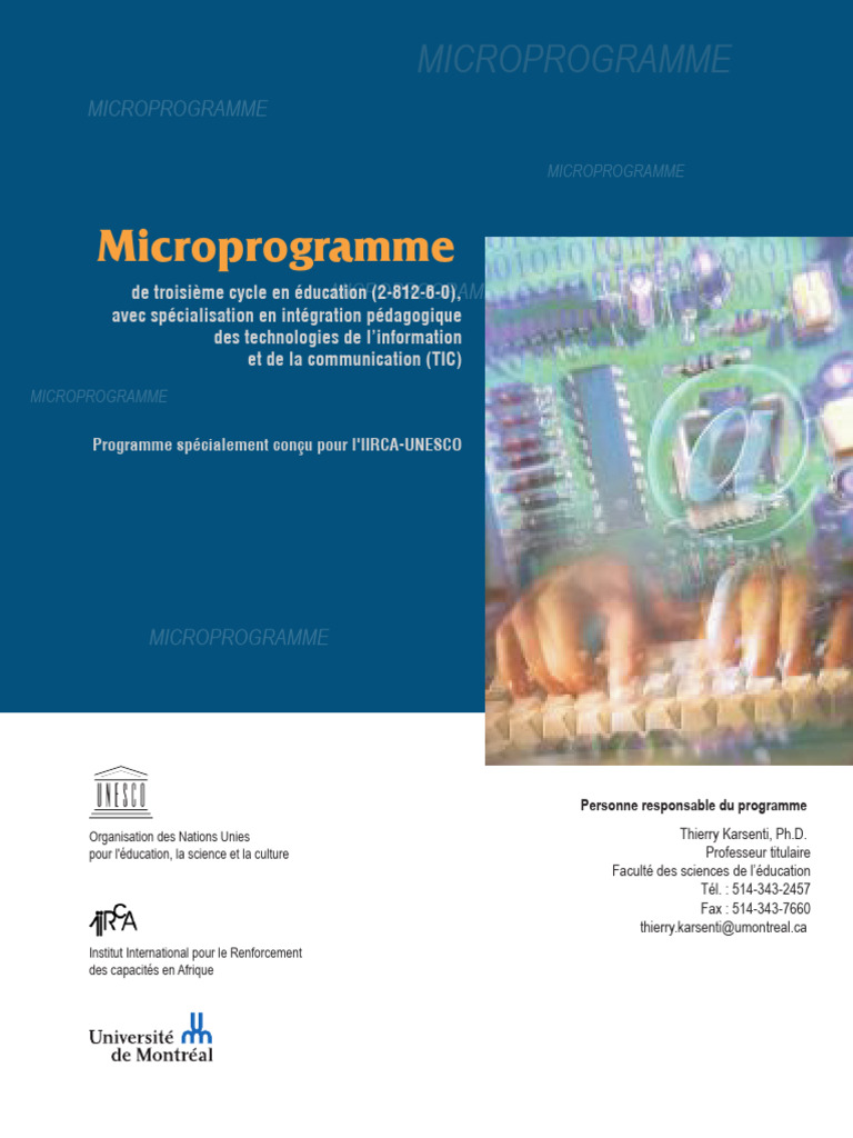 Microprogramme TIC en éducation supérieure | PDF | Formation à distance ...