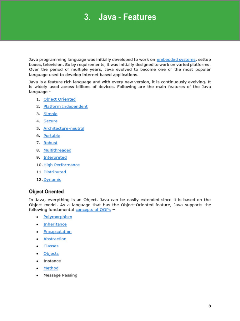 Key Features of Java Programming | PDF