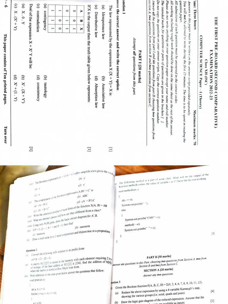 Boolean Algebra and Computer Science Exam Guide | PDF | Constructor ...