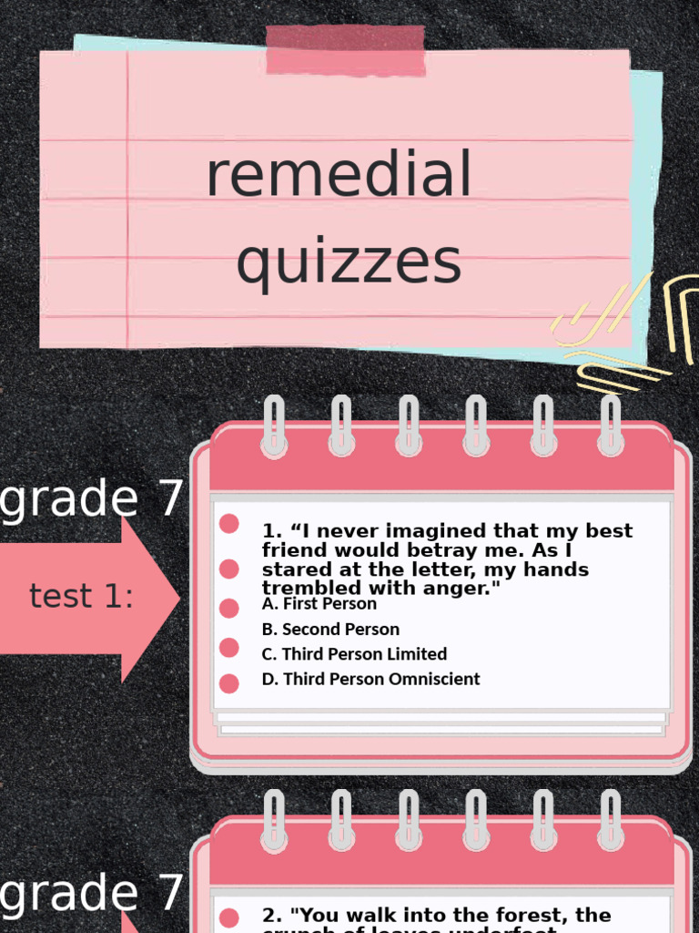 Grade 7 English Remedial Quizzes | PDF