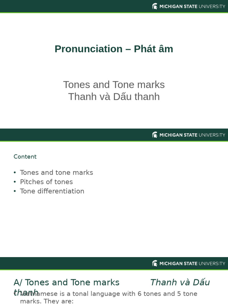 Pronunciation 2 - Tones | PDF | Tone (Linguistics) | Vietnamese Language