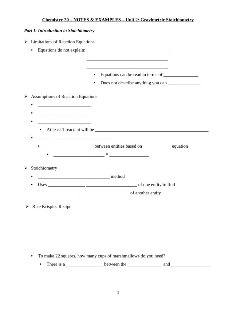 Gravimetric Stoichiometry Notes Examples Pdf Stoichiometry Oxide