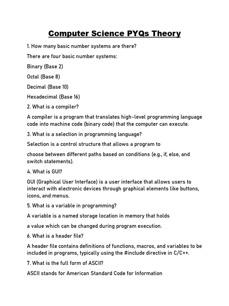 Computer Science Theory Questions Explained | PDF | Computer Data ...