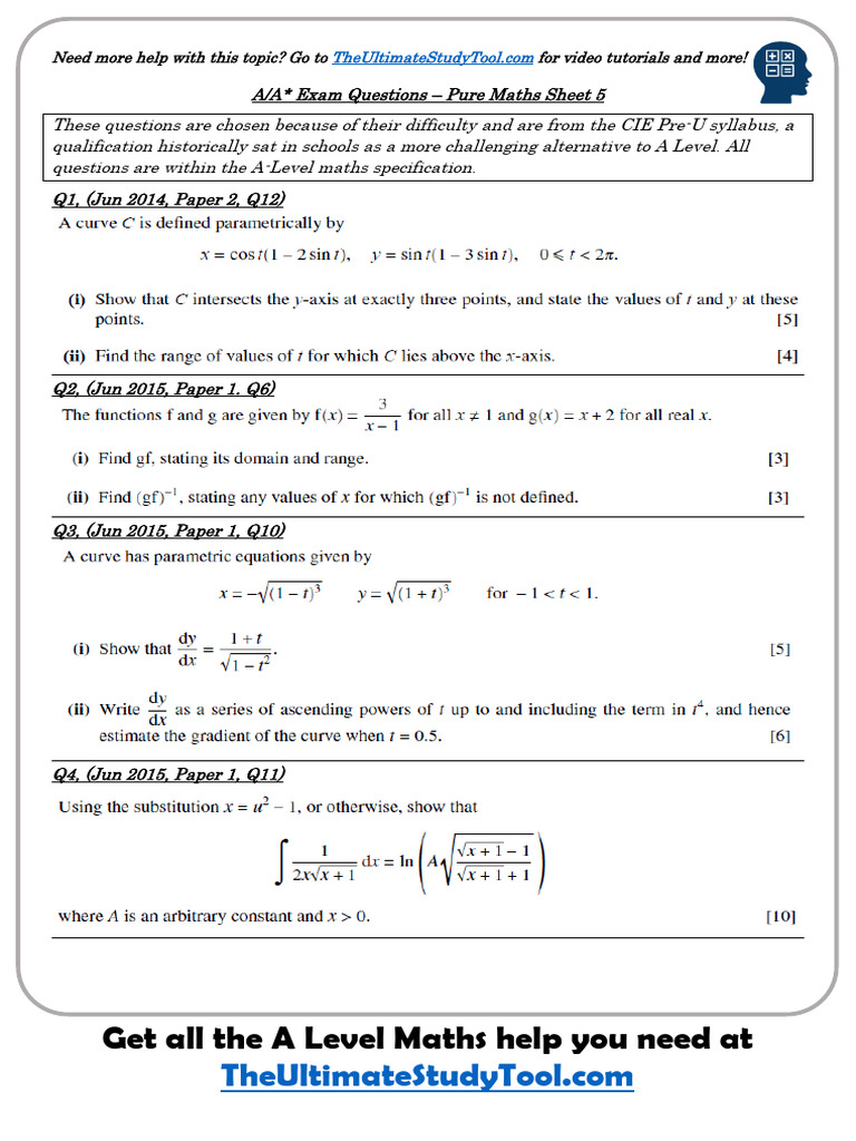 Advanced A-Level Maths Practice | PDF