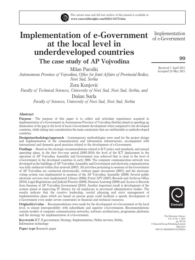 Implementation of e Government at The Local Level - Milan Paroski 2011 ...