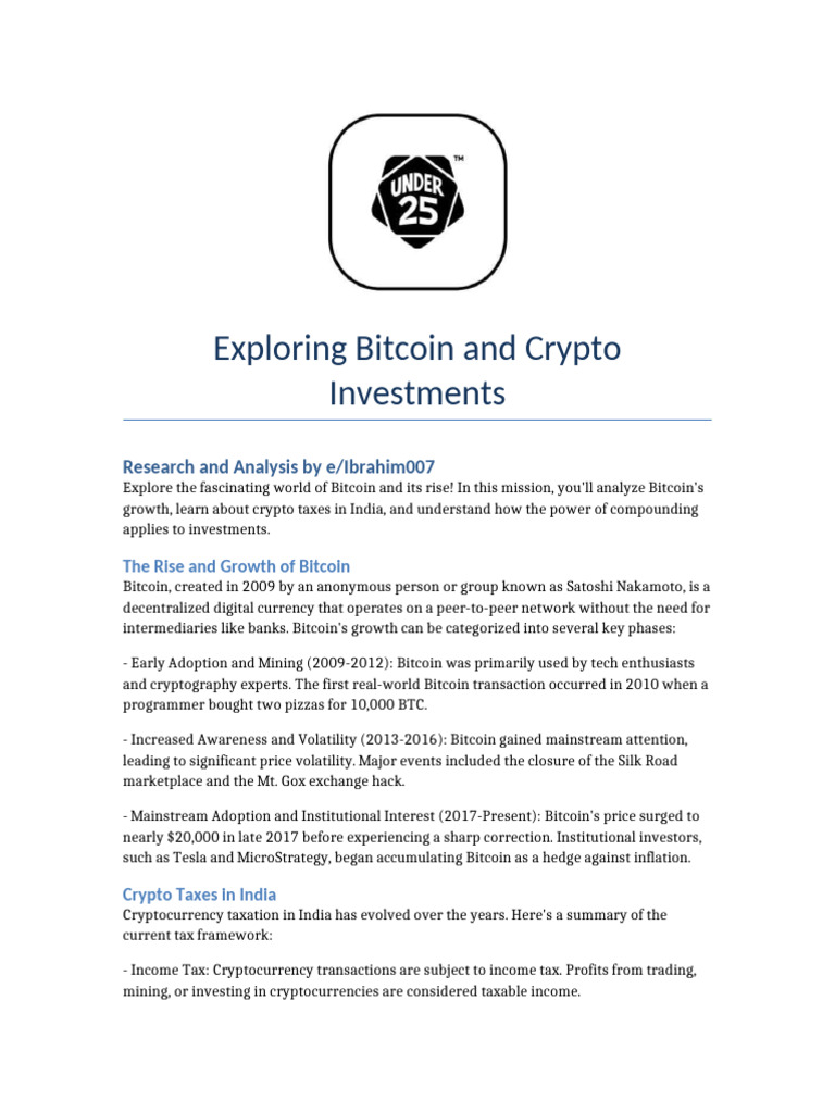 Bitcoin Crypto Investments One Pager | PDF