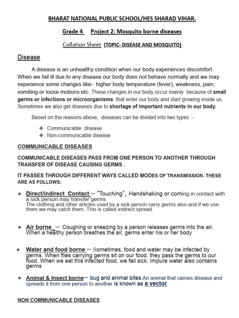 MOSQUITO AND DISEASE Collation Sheet (2022-23) | PDF | Mosquito | Fly