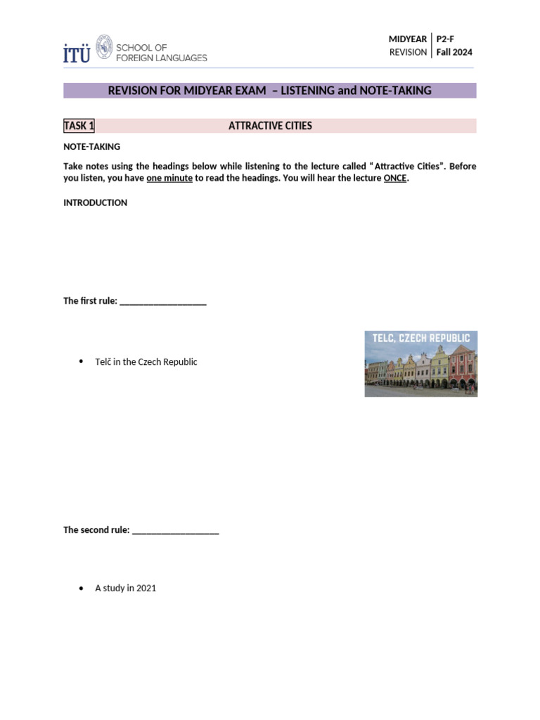 P2-F Midyear Exam Revision Listening and Note-Taking | PDF | Memory ...