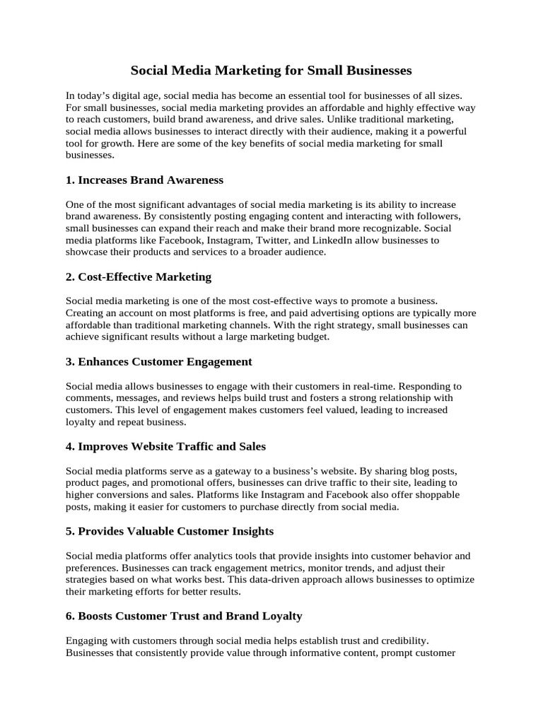 Social Media Marketing for Small Biz | PDF | Social Media Marketing ...