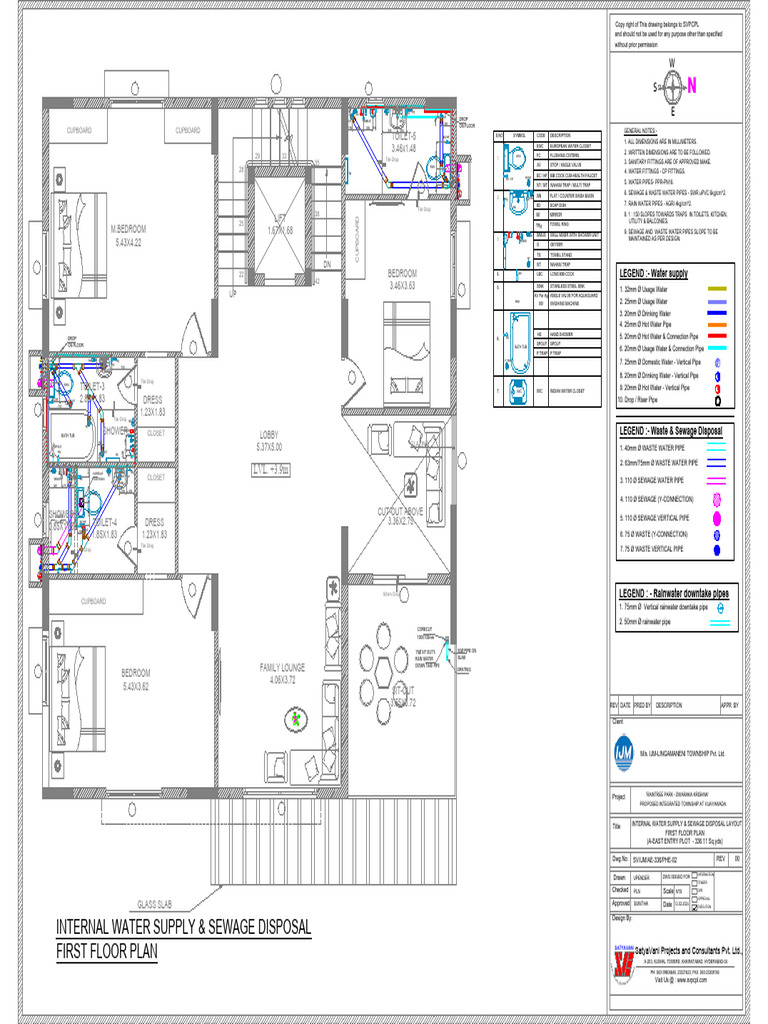 Internal Water Supply & Sewage Layout | PDF | Toilet | Sanitation