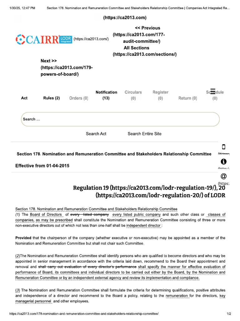 Nomination and Remuneration Committee and Stakeholders Relationship ...