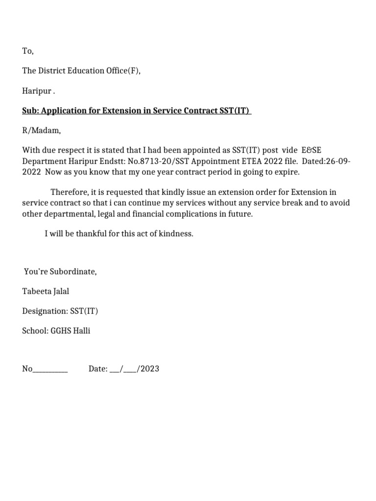 Application For Extension Oder | PDF