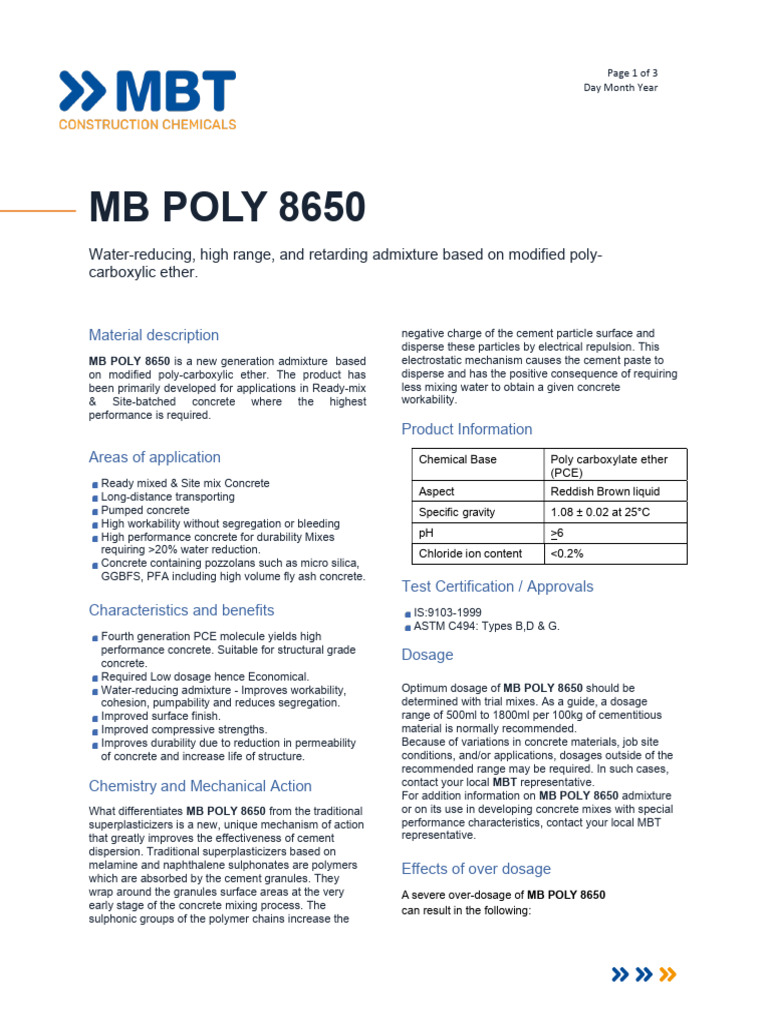 TechnicalDataSheet-MB-Poly 8650 | PDF | Concrete | Physical Chemistry