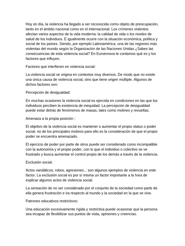 Consecuencias de la violencia social | PDF | Violencia | Violencia ...
