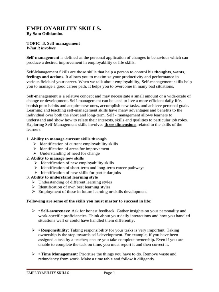 Employability Topic 3 | PDF | Stress (Biology) | Stress Management