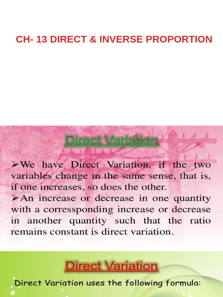 Ch 13. Direct and Inverse Proportions 1 | PDF
