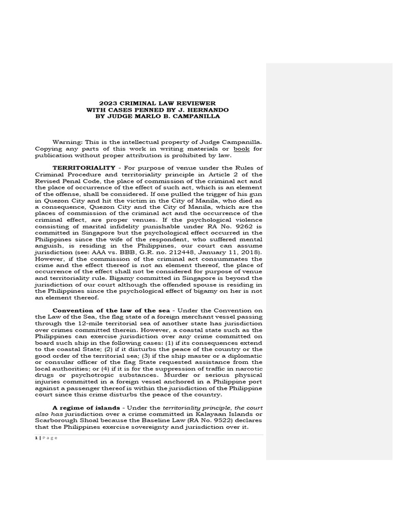 2023 Criminal Law Materials 1 | PDF | Insanity Defense | Criminal Law