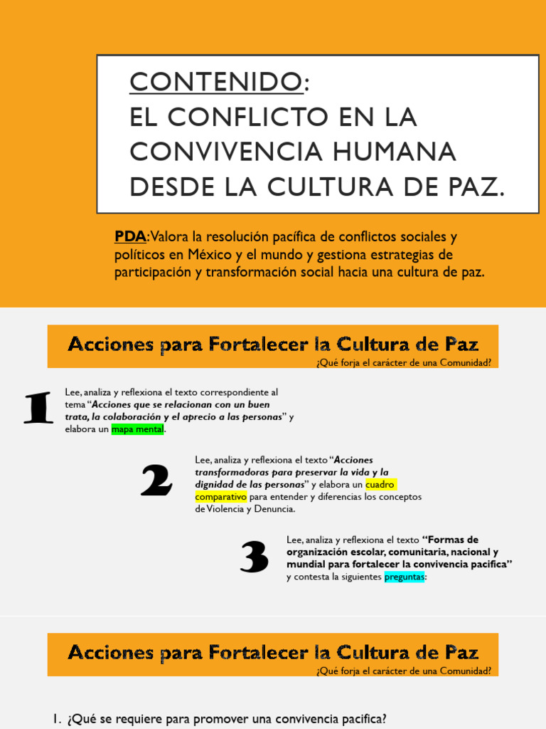 4 Acciones Q Fortalecen La Cultura de Paz | PDF