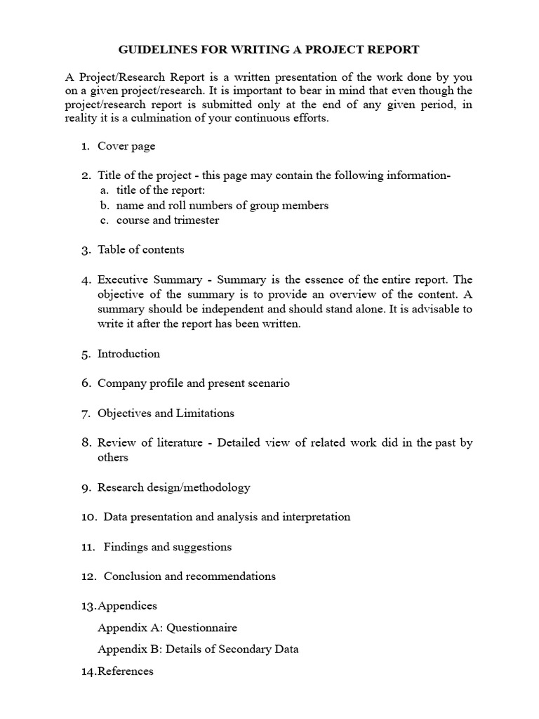 Project Report Writing Guidelines | PDF