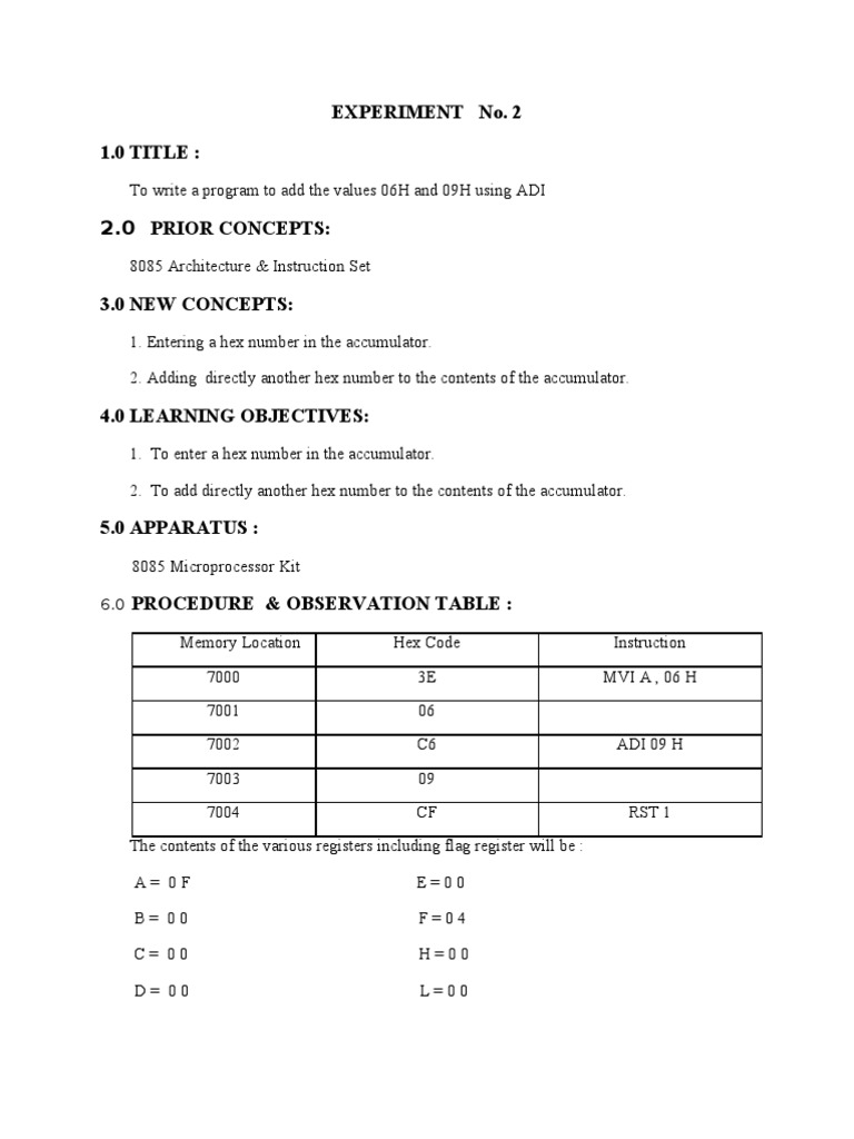 Microprocessor & Micro Controller Expt No.2 | PDF