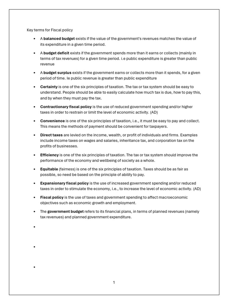Key Terms in Fiscal Policy Explained | PDF | Taxes | Fiscal Policy
