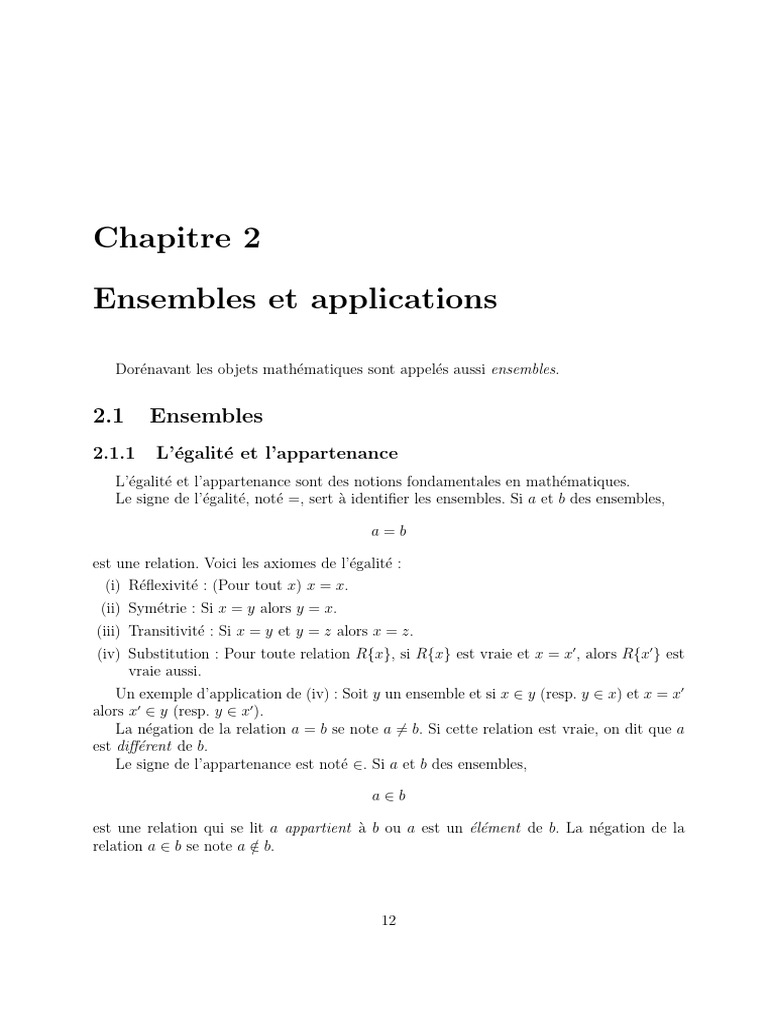 Notions d'appartenance en mathématiques | PDF | Ensemble vide ...