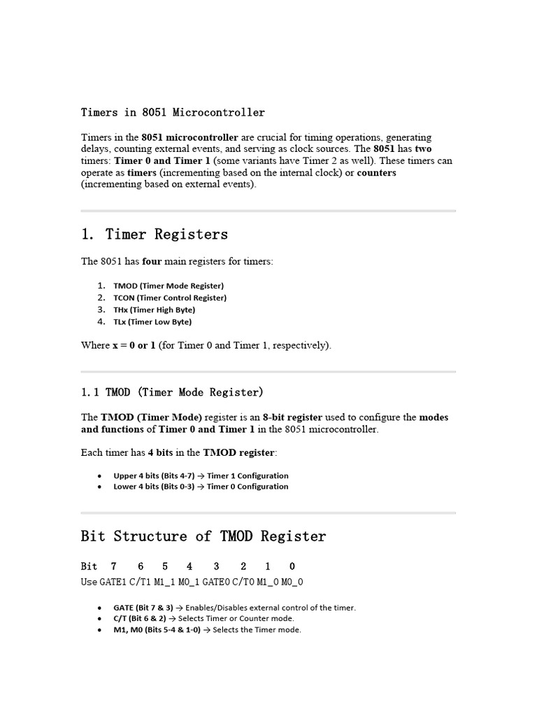 8051 Microcontroller Timer Overview | PDF | Classes Of Computers ...