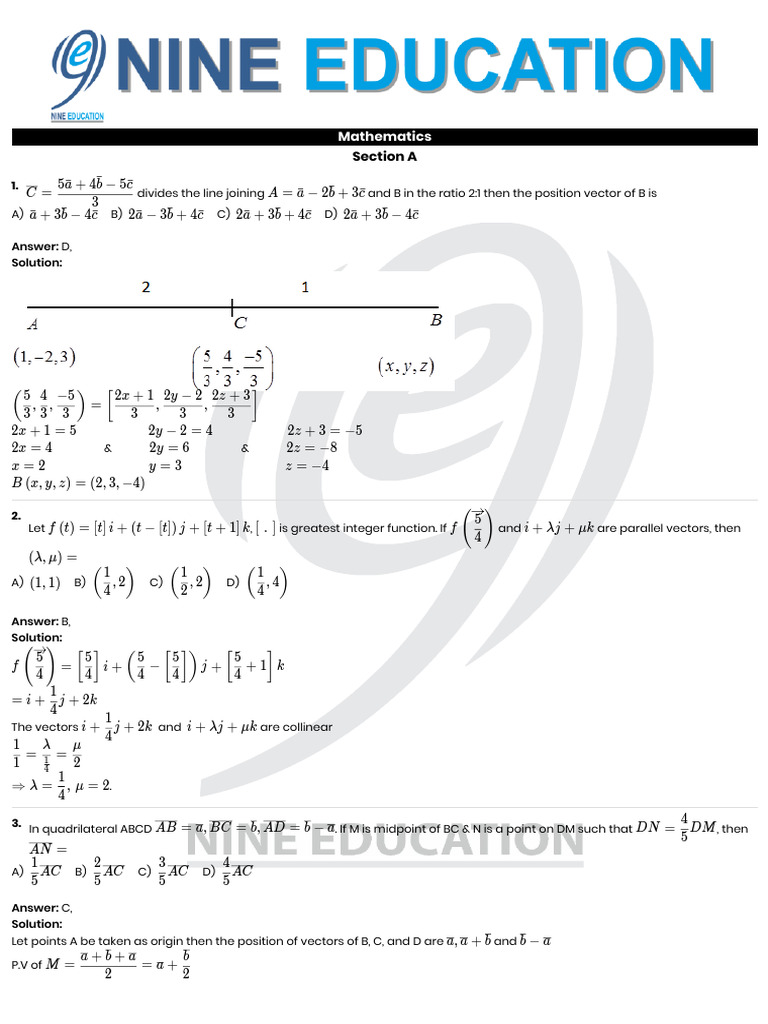 Vector Math Problems | PDF | Classical Geometry | Geometry