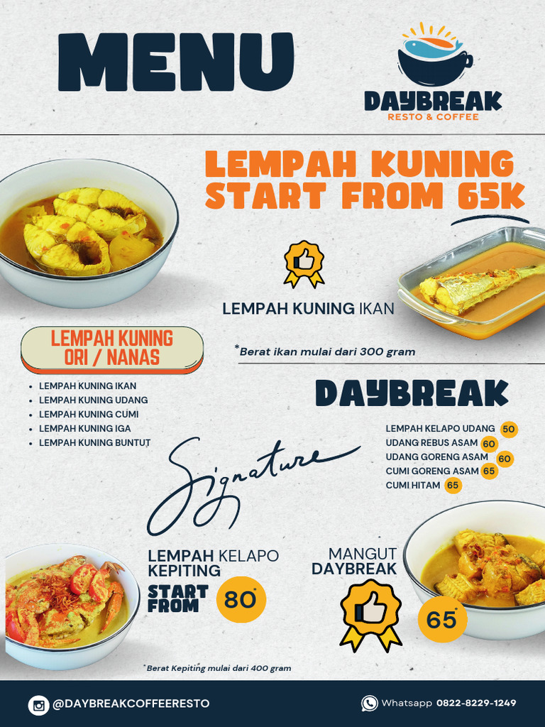 Menu Makanan Daybreak Coffee Resto | PDF