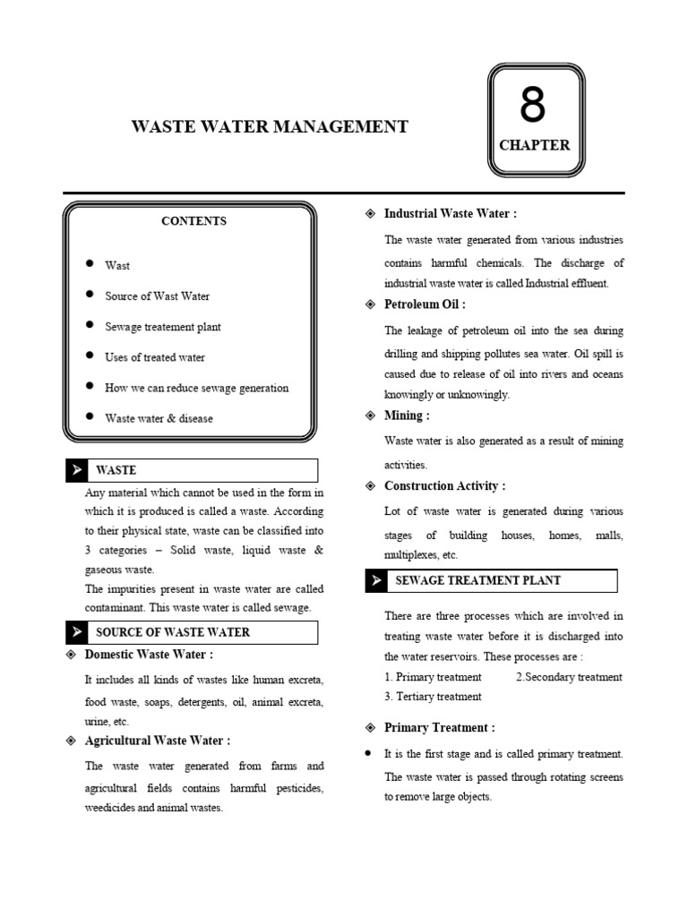 Class 7 (Biology) | PDF | Sewage Treatment | Sewage