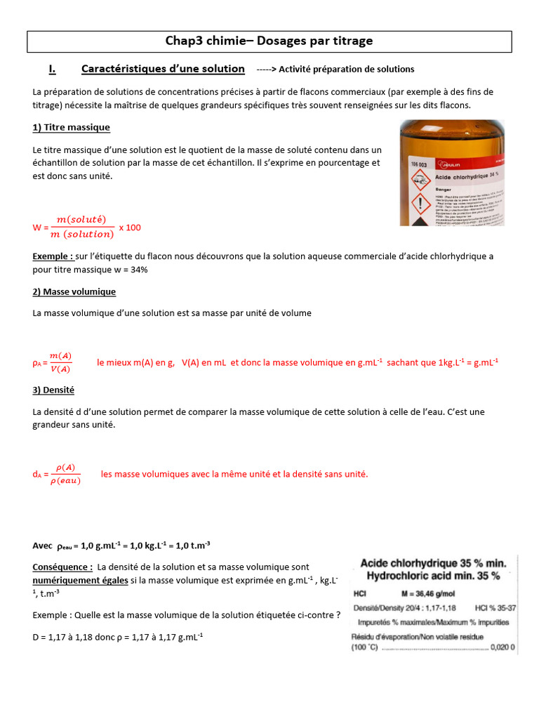 Dosages par titrage en chimie | PDF | Titrage | Chimie