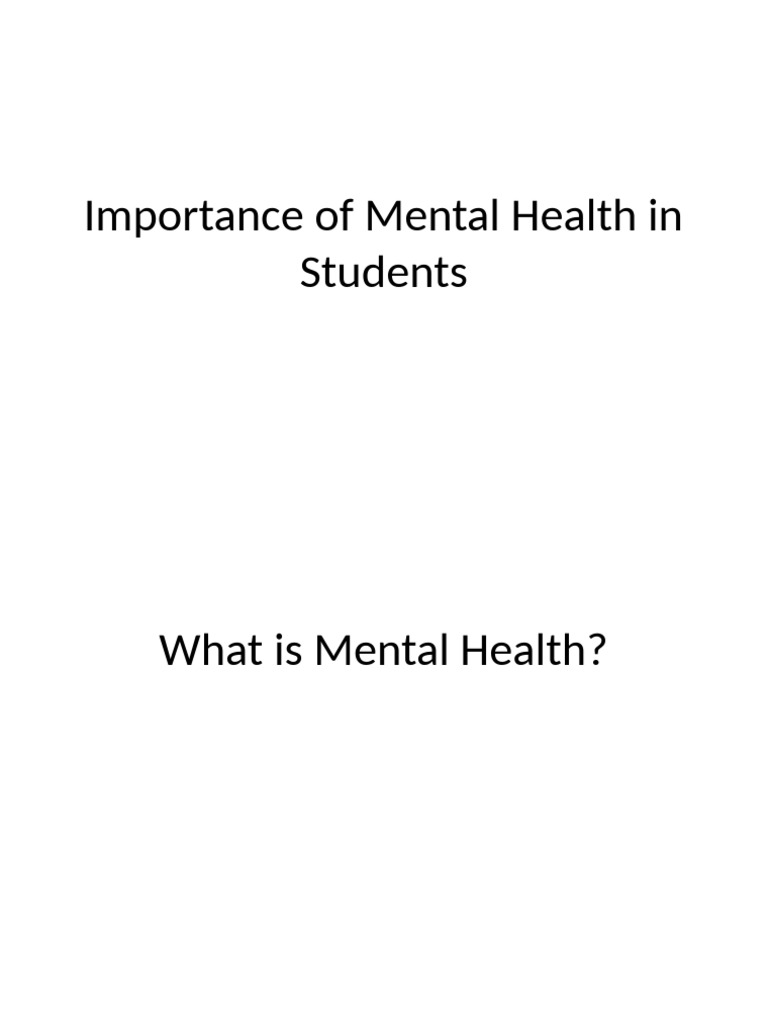 Mental Health Awareness for Students | PDF