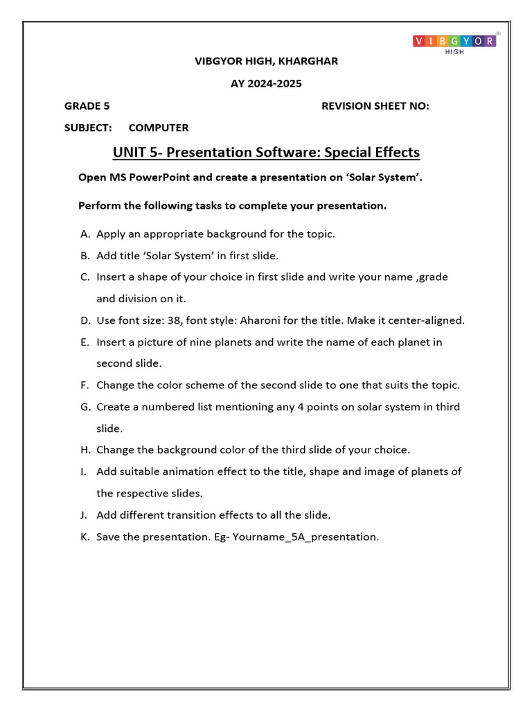 Grade 5 Computer Presentation Guide | PDF