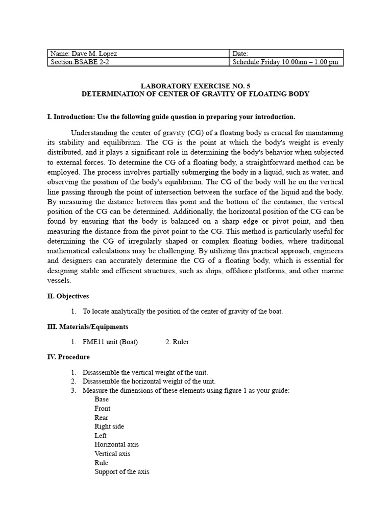 LX5_Metacentric-height.docx (1) | PDF | Center Of Mass | Cartesian ...