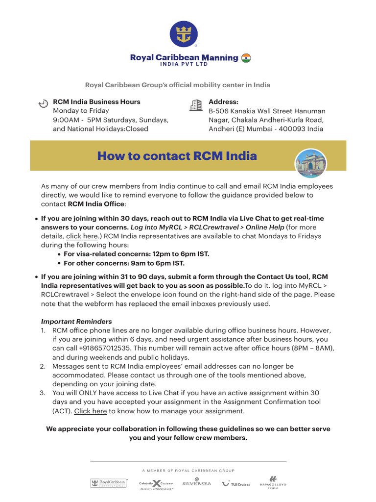RCM India Contact Details and Guidelines | PDF | Internet | Computer ...