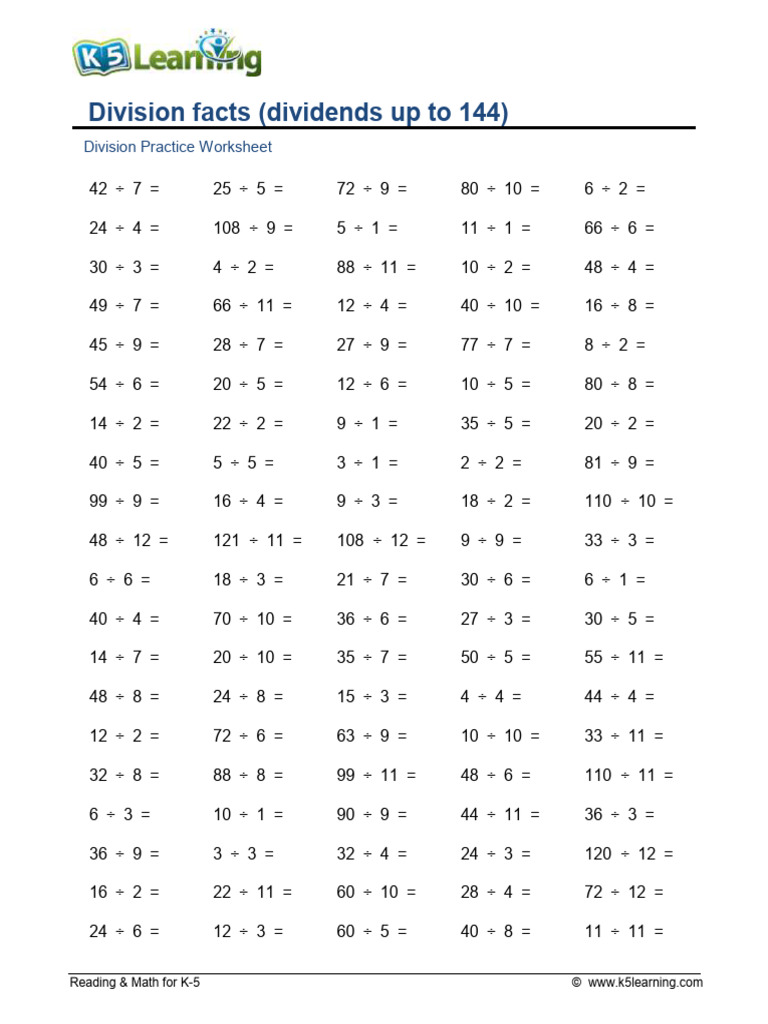 Division Facts D | PDF
