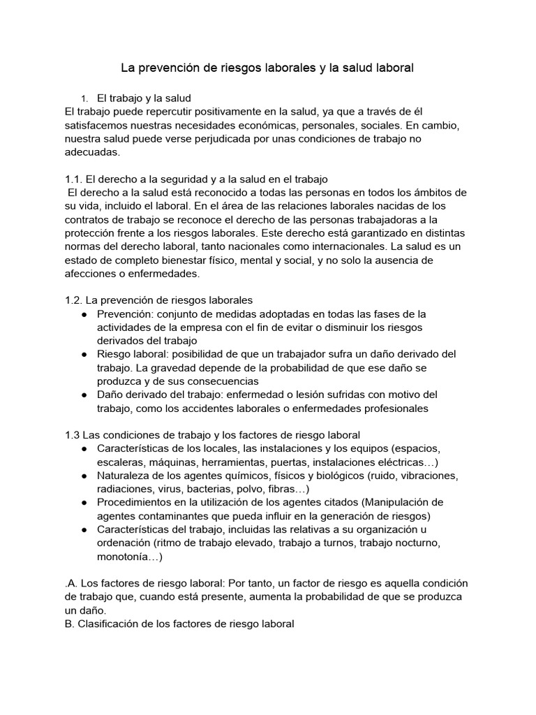 Prevención de Riesgos Laborales y Salud | PDF | Seguridad y salud ...