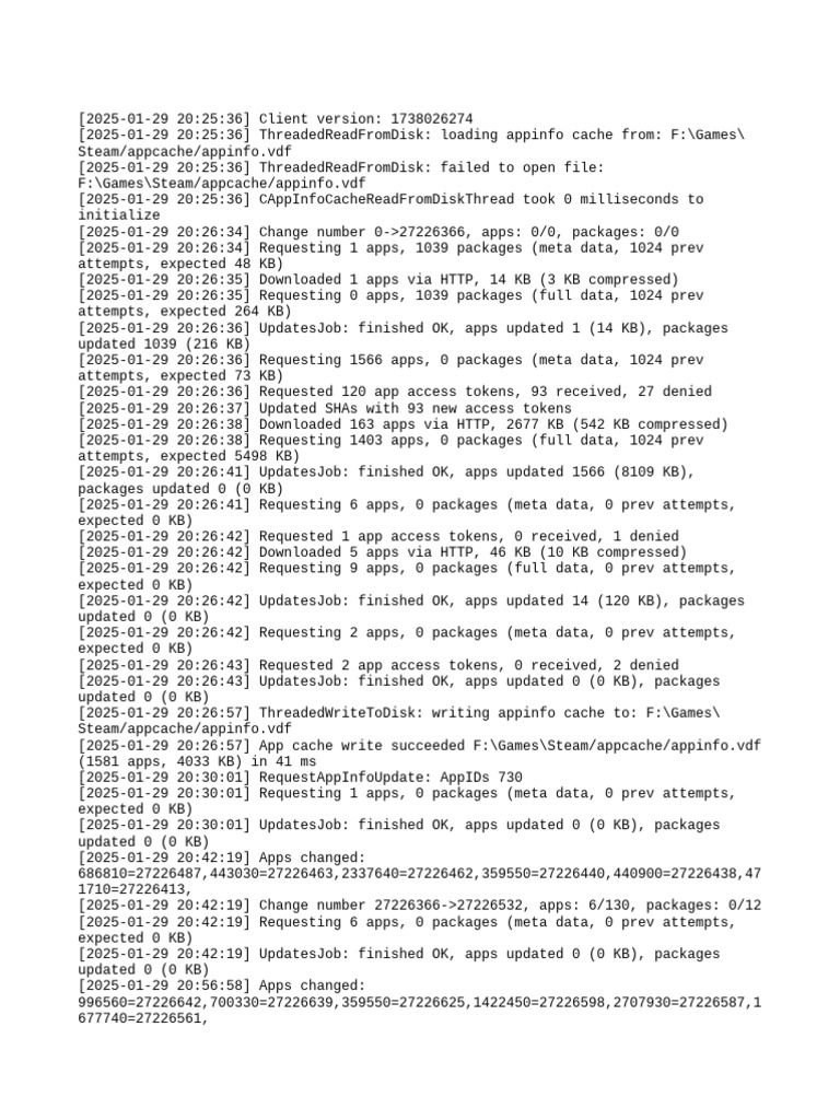 Steam App Cache Update Log | PDF | Cache (Computing) | Computer Engineering