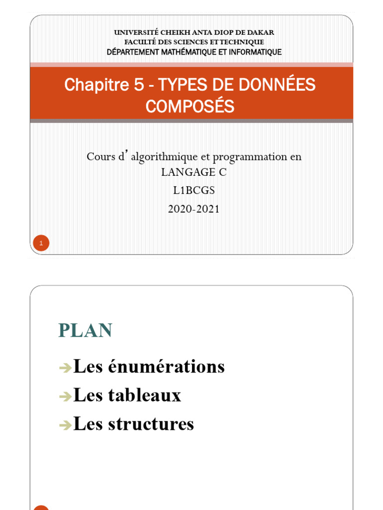 Types de données en C : Énumérations et tableaux | PDF | Variable ...