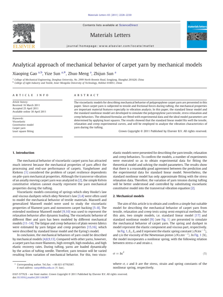 2011-Analytical Approach of Mechanical Behavior of Carpet Yarn by ...